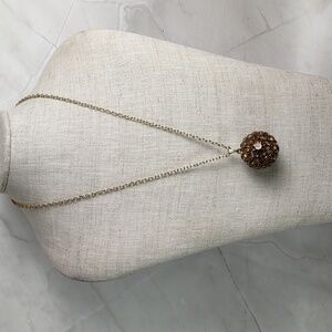 Gold-Tone Brown Crystal Orb Pendant Necklace